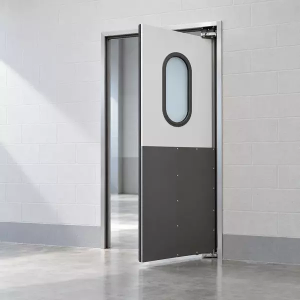 Жесткая маятниковая распашная дверь одностворчатая из сэндвич панелей 240*90
